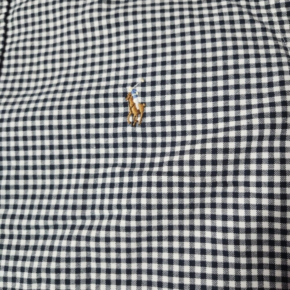 RALPH LAUREN Oxford Gingham Check Long‎ Sleeve Button Down Shirt Black White XL - Picture 5 of 9